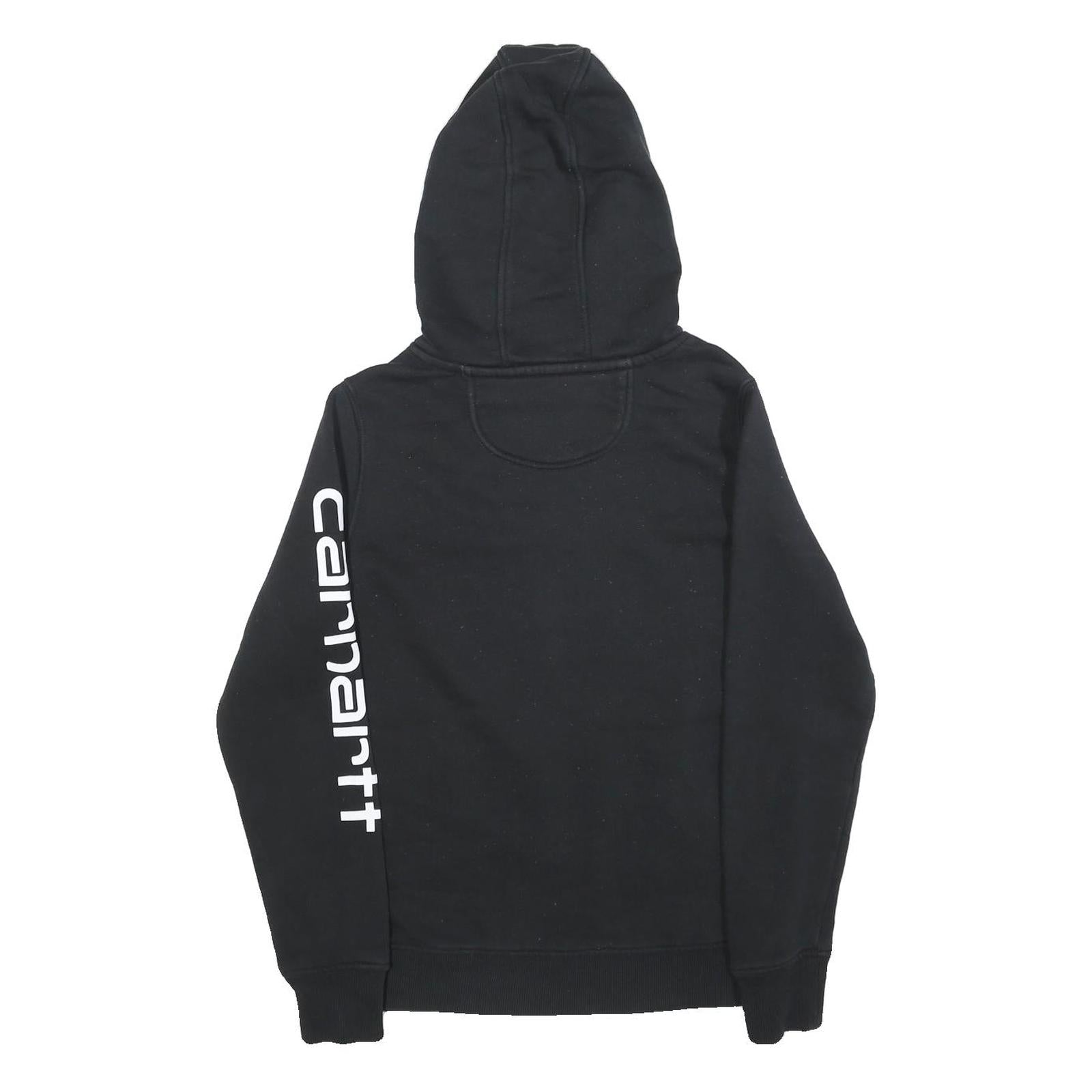 CARHARTT Womens Black Hoodie S Pullover Cotton Blend Casual Logo Print