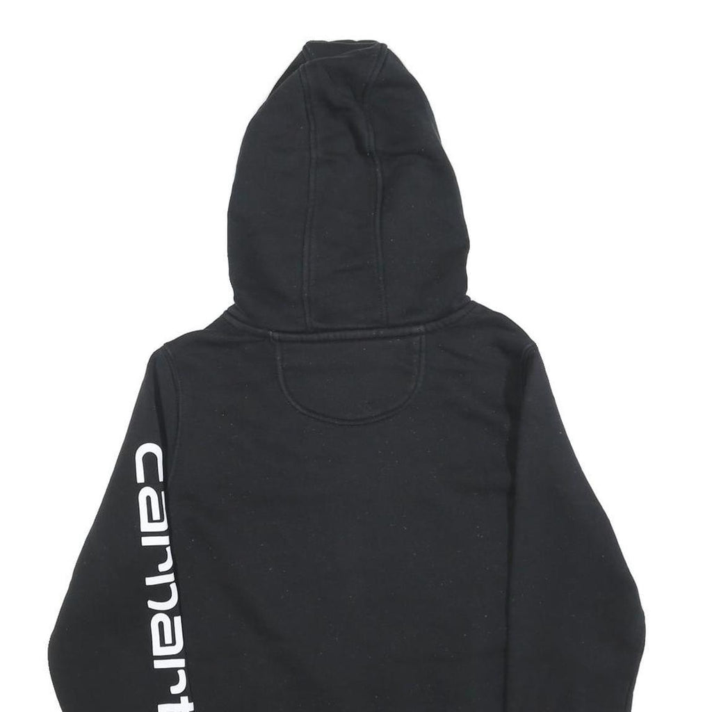 CARHARTT Womens Black Hoodie S Pullover Cotton Blend Casual Logo Print