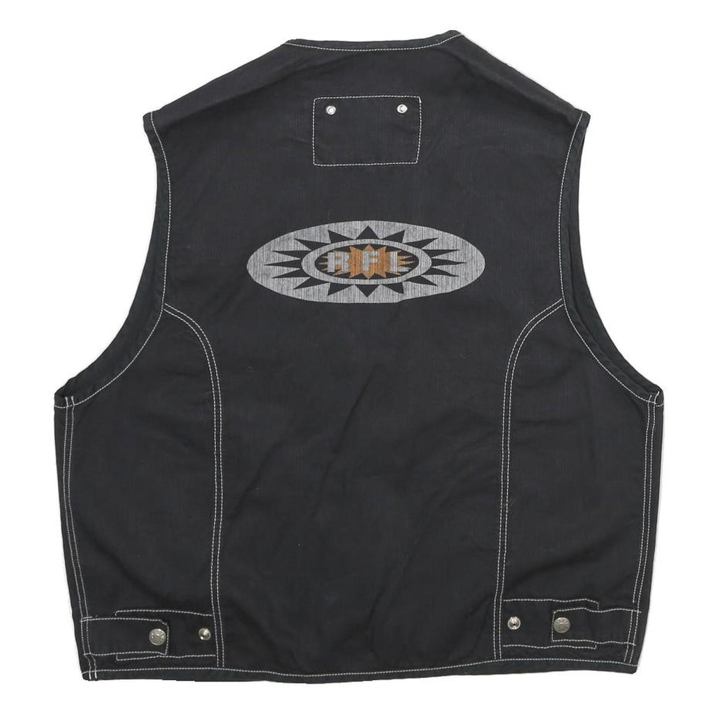 STONE RIFLE COMPANY Mens Black Cotton Denim Waistcoat M Contrast Stitching Zip