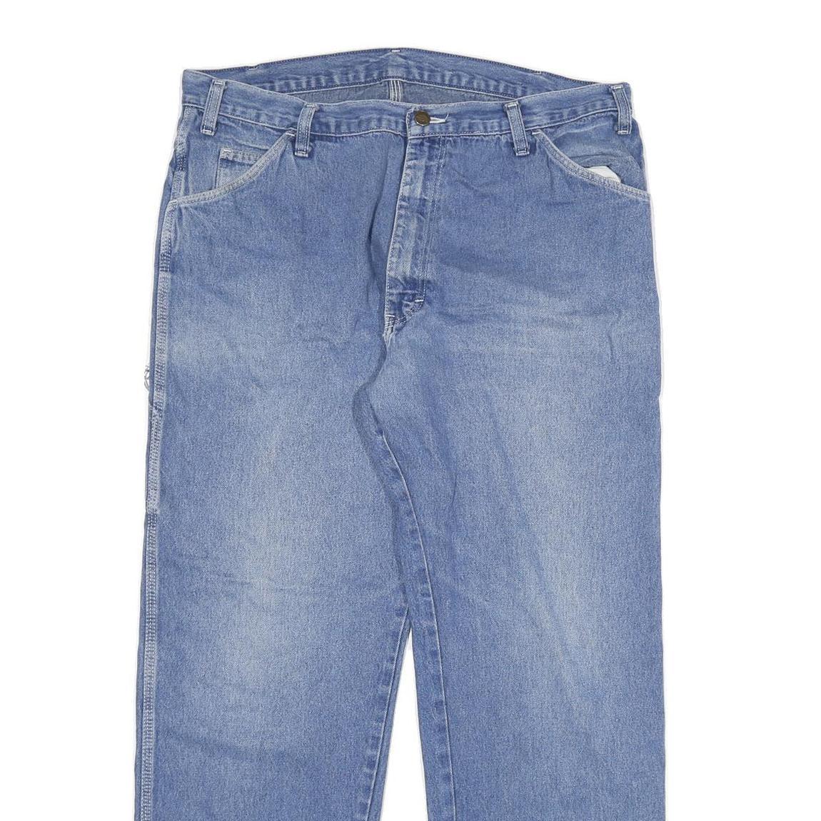 DICKIES Mens Jeans Blue Regular Straight Denim Medium W35 L29 Workwear Zip