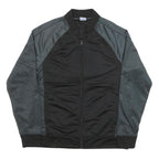 STARTER Mens Black & Grey Athletic Polyester Blend Zip Bomber Jacket M