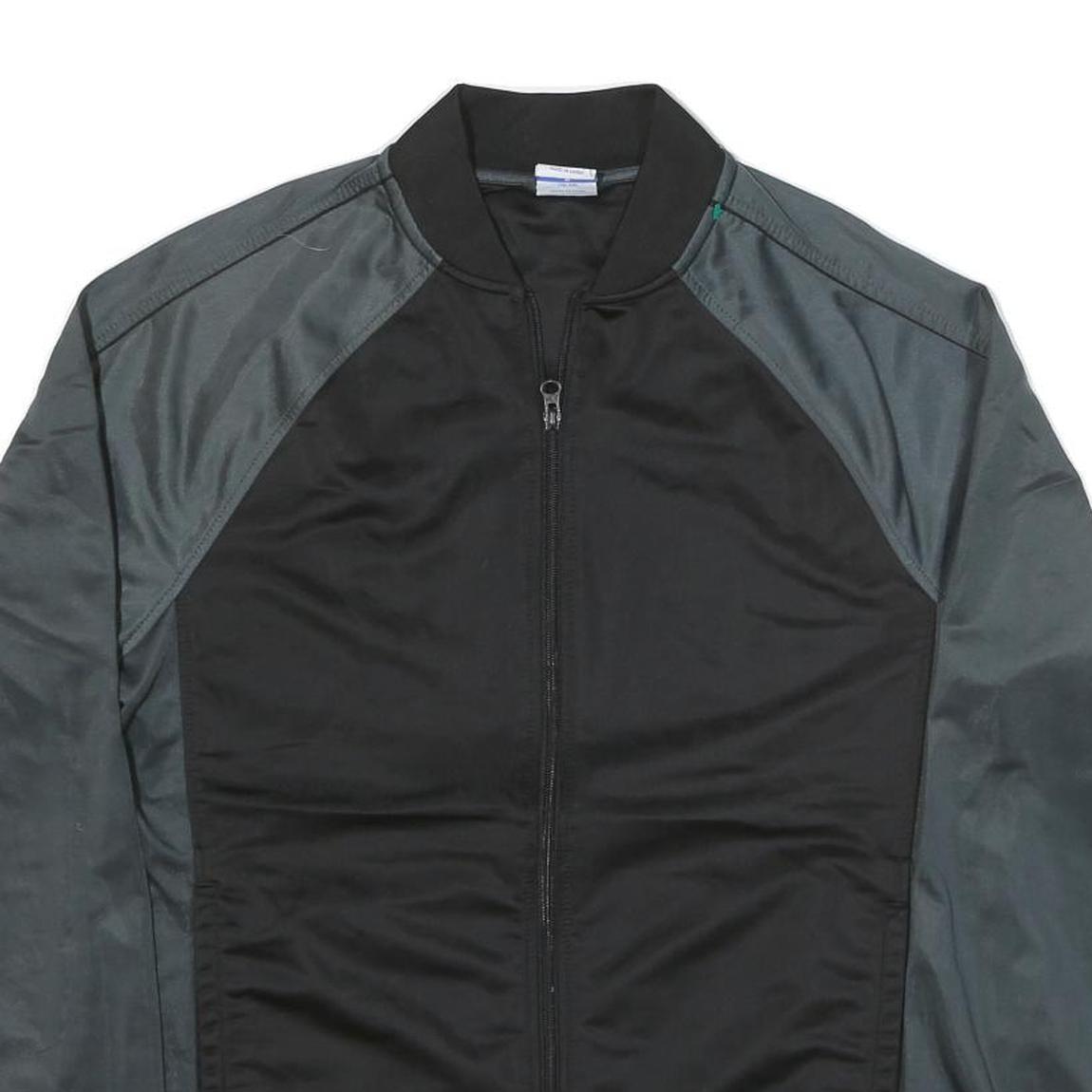 STARTER Mens Black & Grey Athletic Polyester Blend Zip Bomber Jacket M