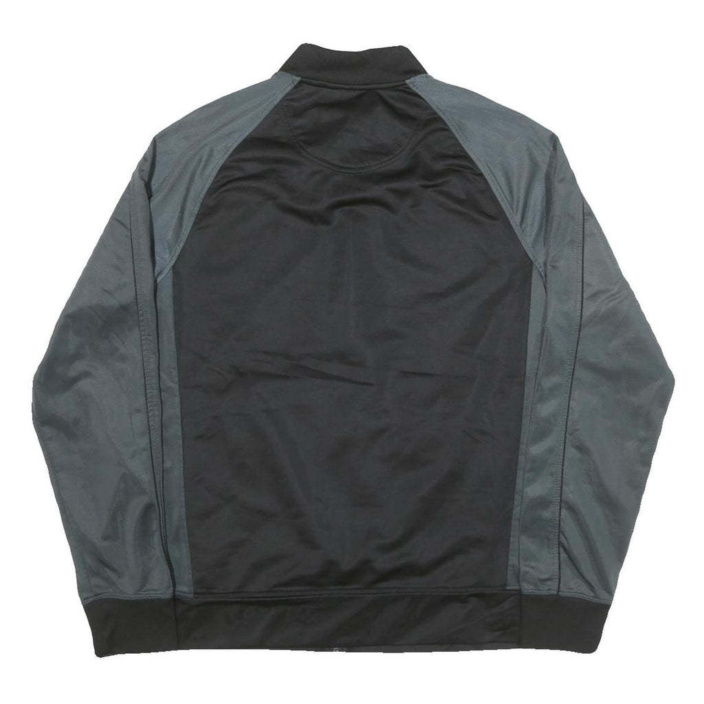 STARTER Mens Black & Grey Athletic Polyester Blend Zip Bomber Jacket M