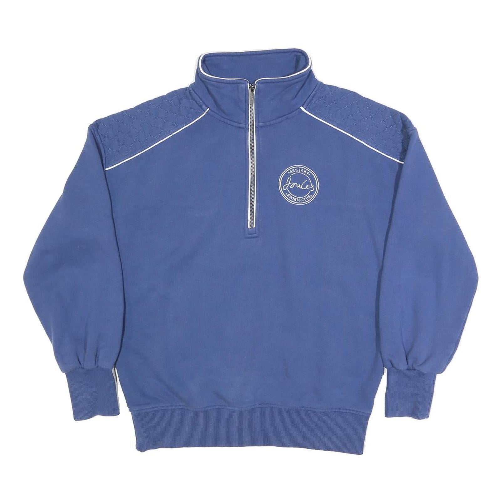 JOULES Womens Blue Sports Club Patterned Zip Neck Basic Knit UK 14 Jumper