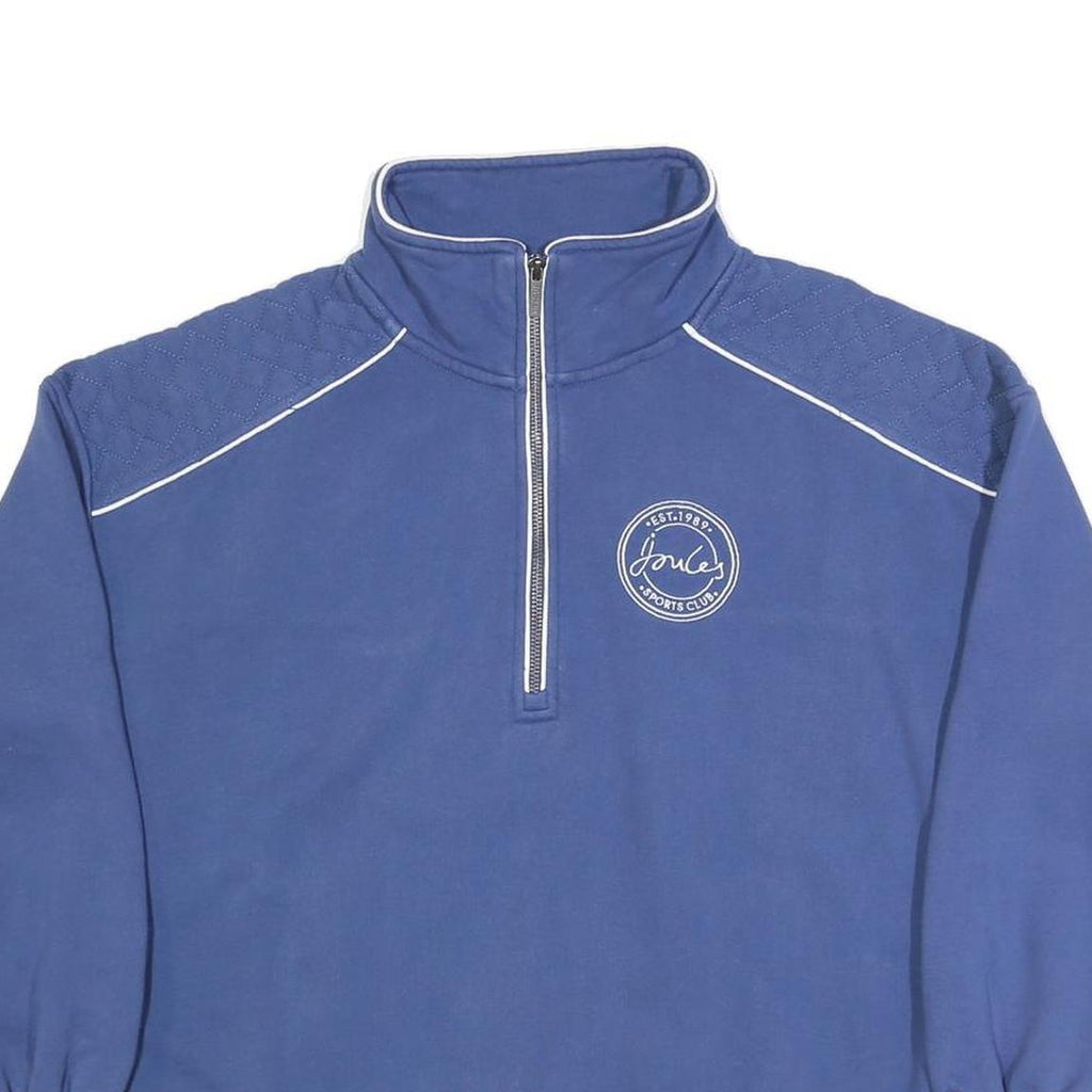 JOULES Womens Blue Sports Club Patterned Zip Neck Basic Knit UK 14 Jumper