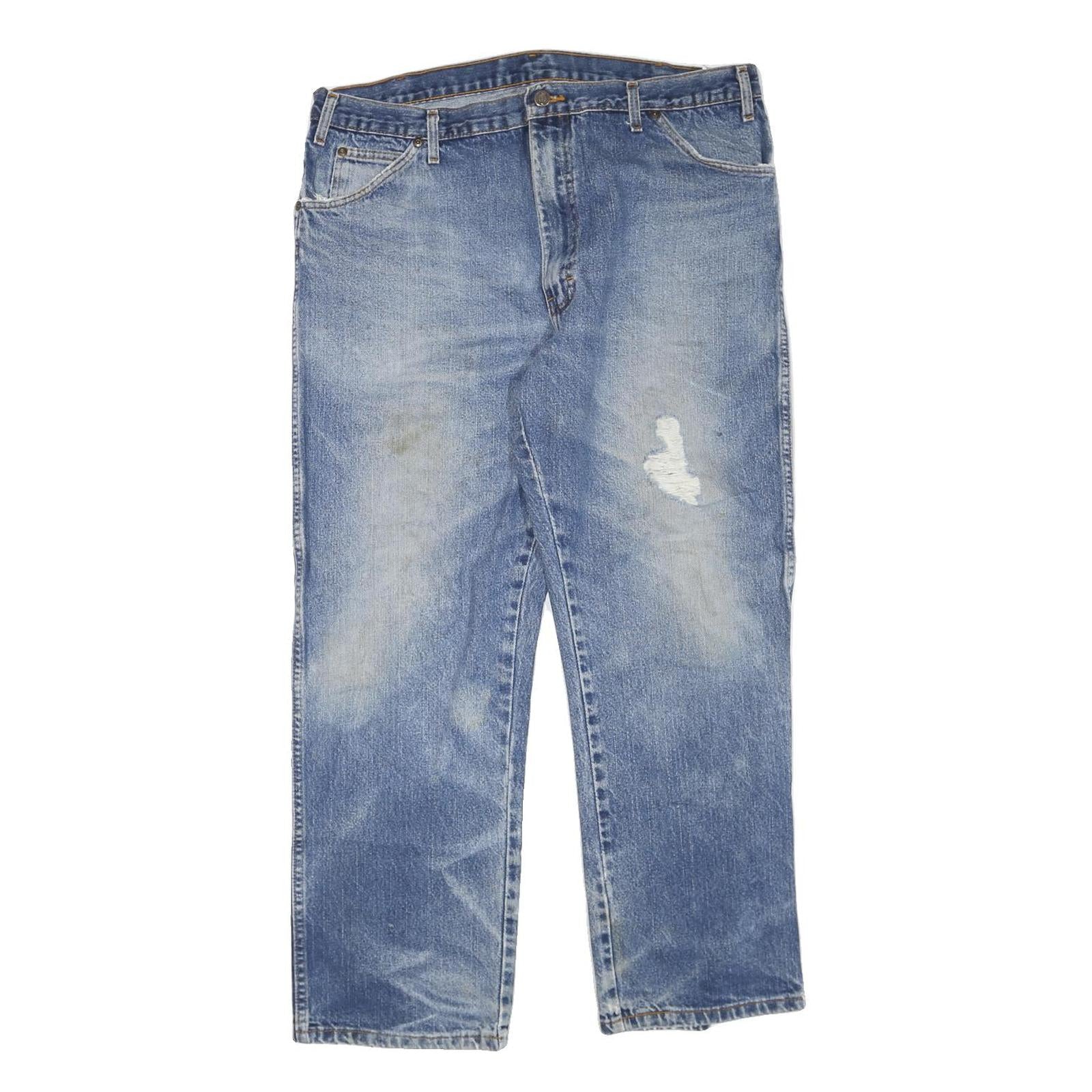 DICKIES Mens Jeans Blue Regular Straight Denim Medium W40 L30 Workwear Zip