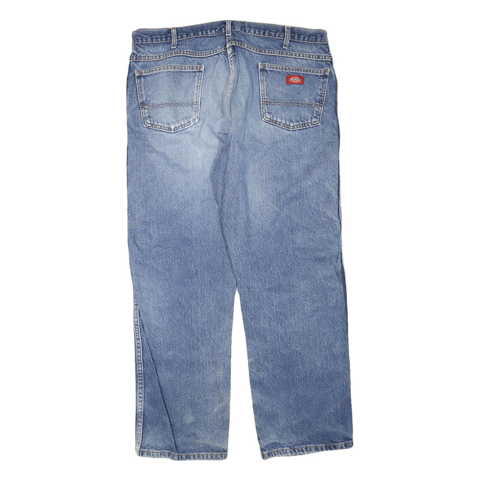 DICKIES Mens Jeans Blue Regular Straight Denim Medium W40 L30 Workwear Zip