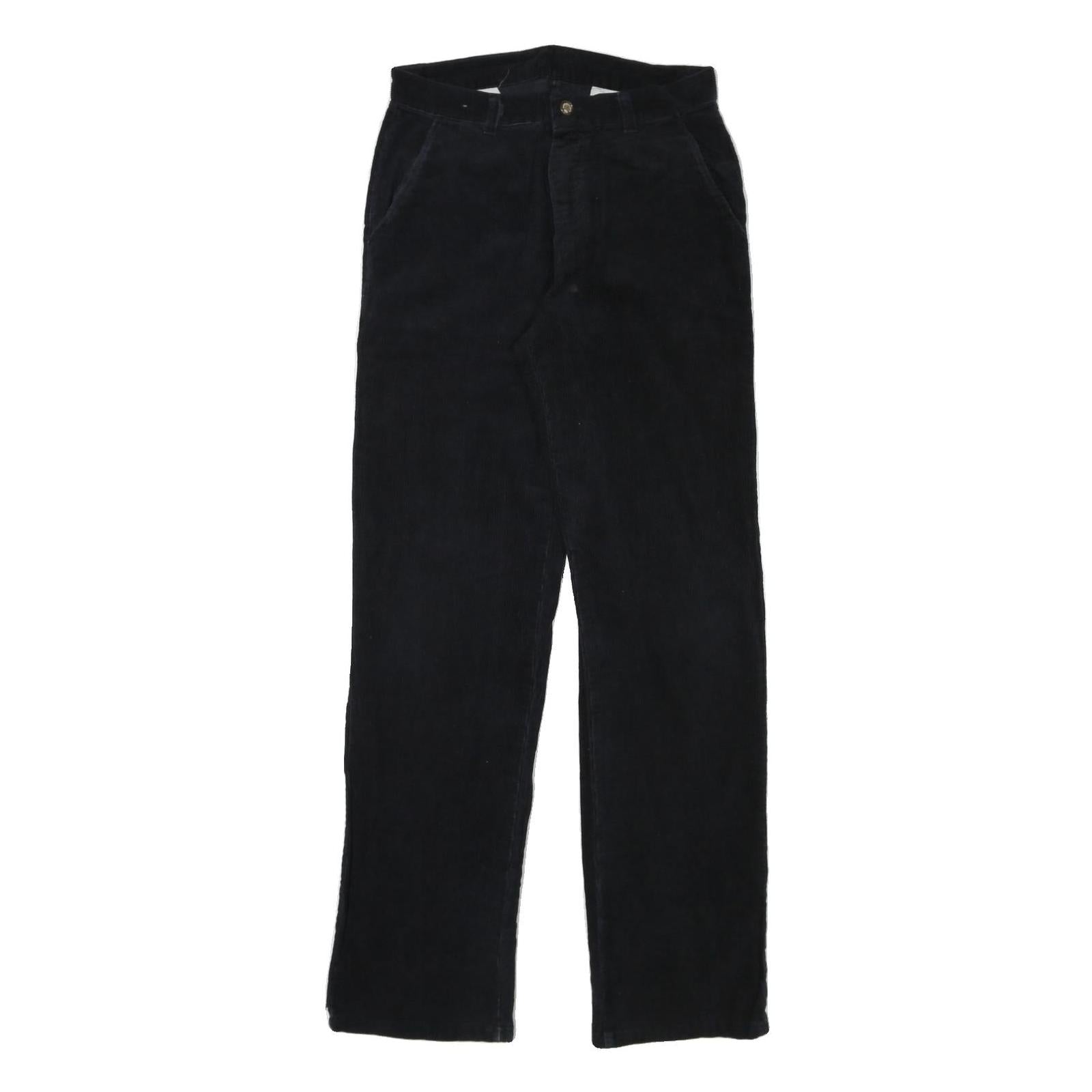 ASPIRIN BOY Mens Cotton Blend Black Regular Straight Trousers W28 L32 Casual Zip