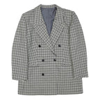 Womens Black & White Houndstooth Button Jacket M Wool Blend Classic Tailored