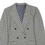 Womens Black & White Houndstooth Button Jacket M Wool Blend Classic Tailored
