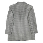 Womens Black & White Houndstooth Button Jacket M Wool Blend Classic Tailored