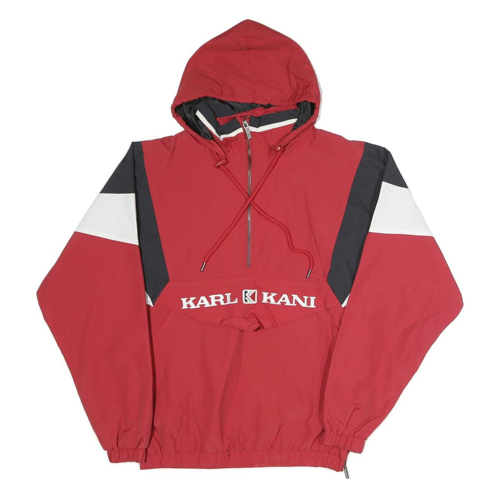 KARL KANI Mens Red Black & White Half Zip Jacket S Polyester Blend Colourblock