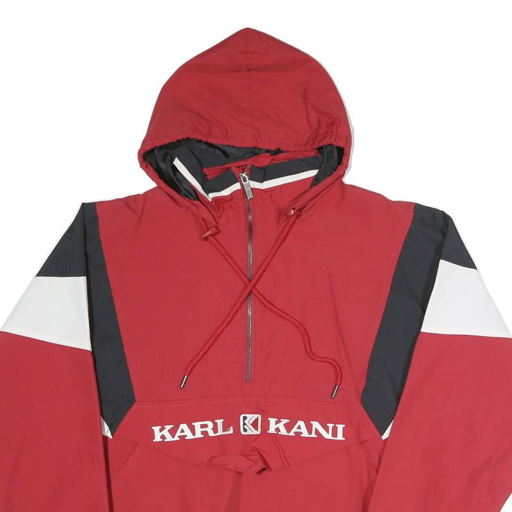 KARL KANI Mens Red Black & White Half Zip Jacket S Polyester Blend Colourblock