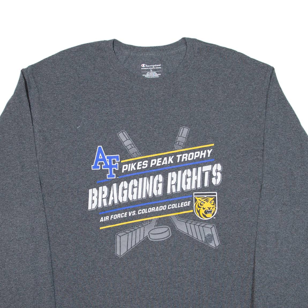 CHAMPION Air Force Vs Colorado College Mens T-Shirt Grey Long Sleeve USA L
