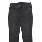 LEE Womens Slim Black Denim Jeans Zip W28 L25 Frayed Hem Stretch Cotton Blend