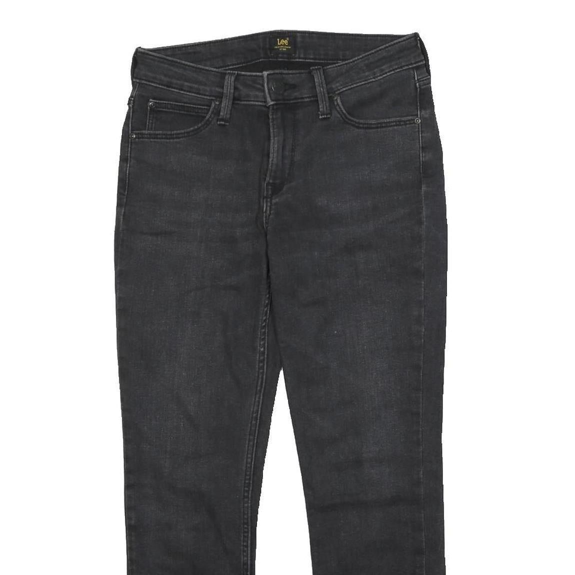 LEE Womens Slim Black Denim Jeans Zip W28 L25 Frayed Hem Stretch Cotton Blend