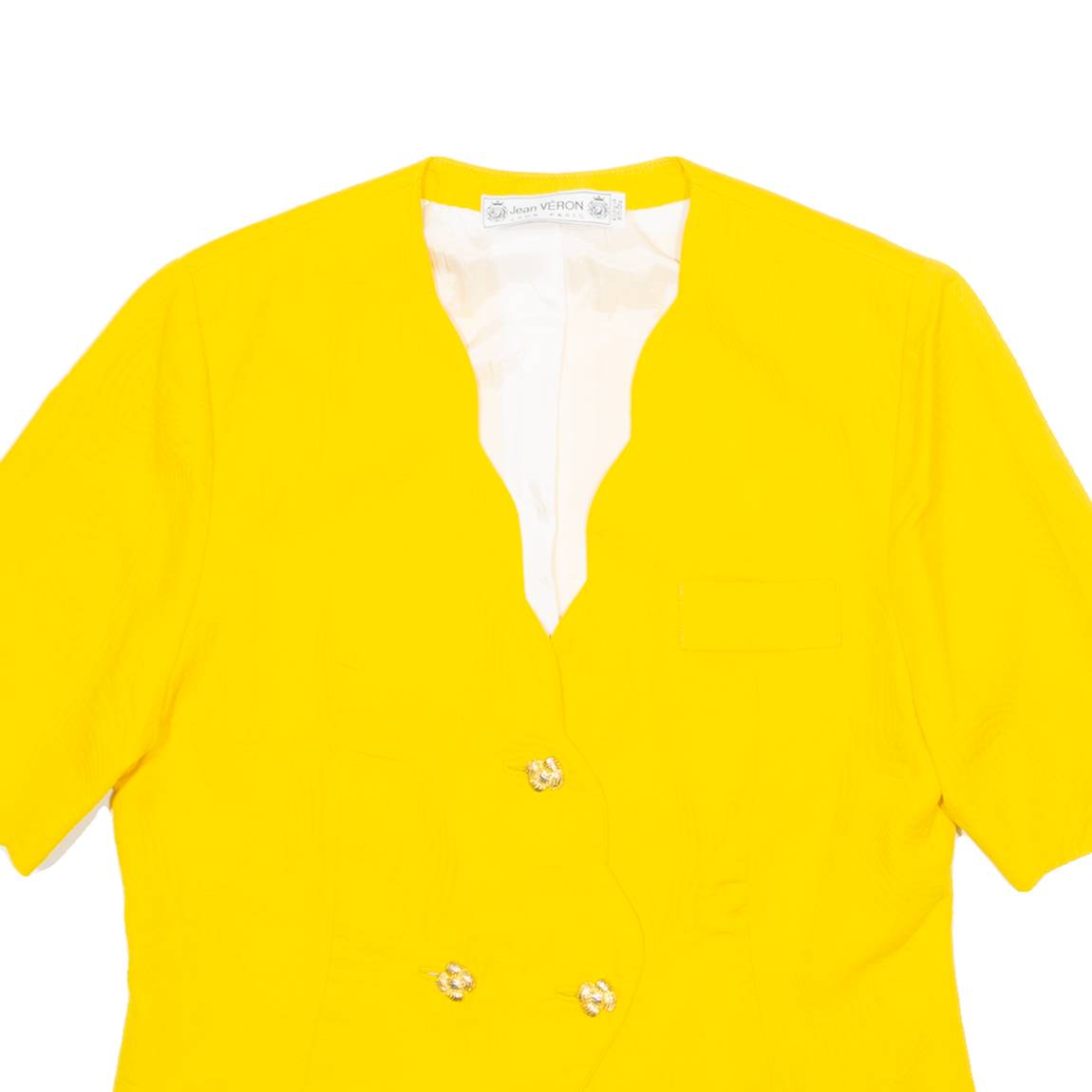 JEAN VERON Womens Blazer Jacket Yellow 80s L