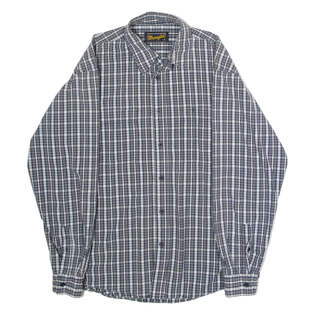 WRANGLER Mens Shirt Grey Check Long Sleeve L