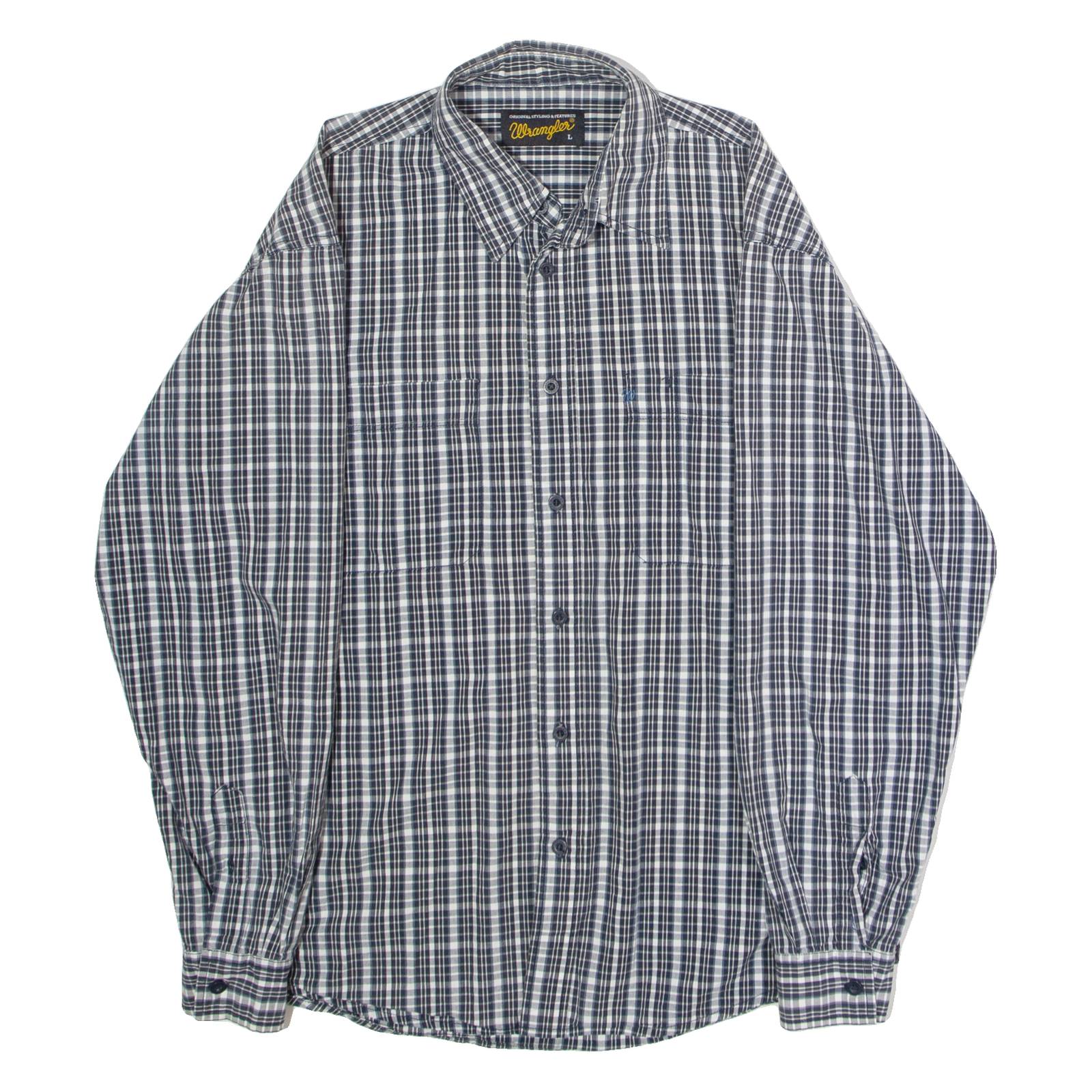 WRANGLER Mens Shirt Grey Check Long Sleeve L