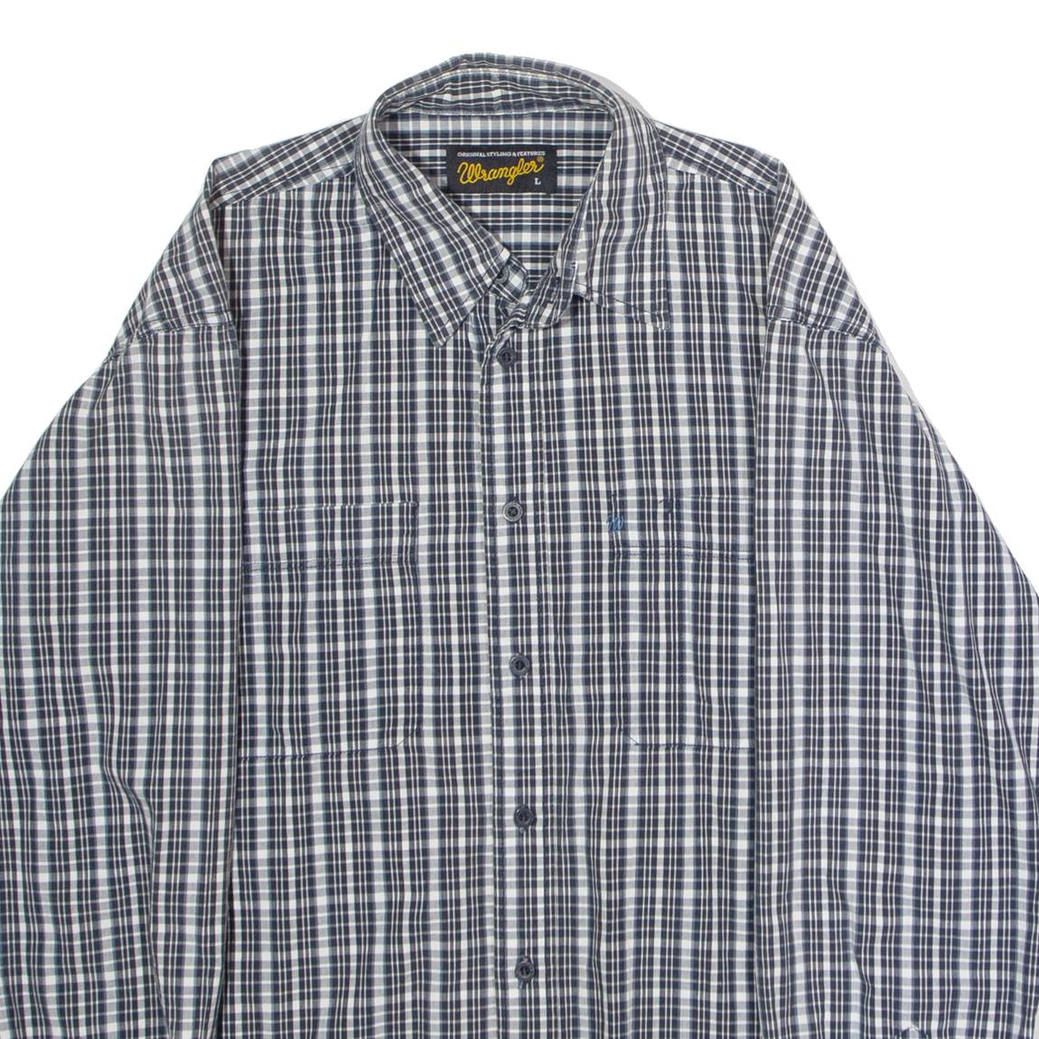 WRANGLER Mens Shirt Grey Check Long Sleeve L