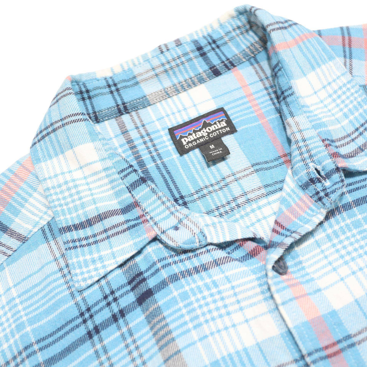 PATAGONIA Mens Blue & White Plaid Shirt M Cotton Long Sleeve Casual Outdoor