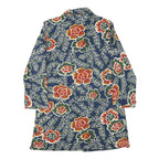 Womens Blue Floral Button Cotton Blend Jacket M Casual Patterned