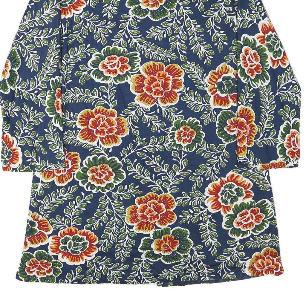 Womens Blue Floral Button Cotton Blend Jacket M Casual Patterned