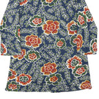 Womens Blue Floral Button Cotton Blend Jacket M Casual Patterned