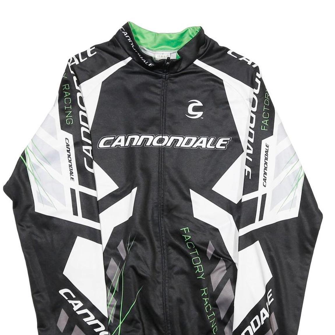 CANNONDALE Mens Black White Green Factory Racing Cycling Jersey M Long Sleeve