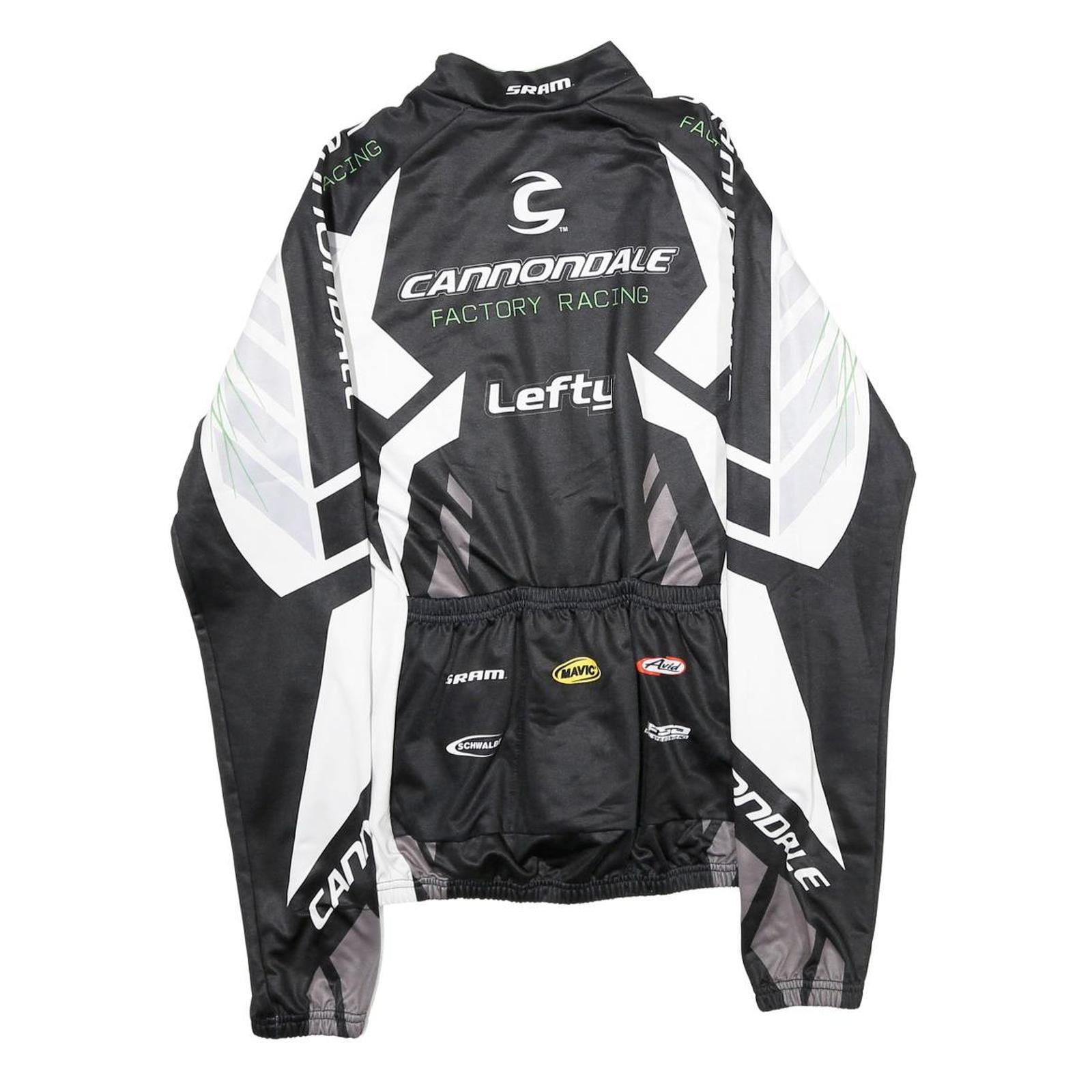 CANNONDALE Mens Black White Green Factory Racing Cycling Jersey M Long Sleeve