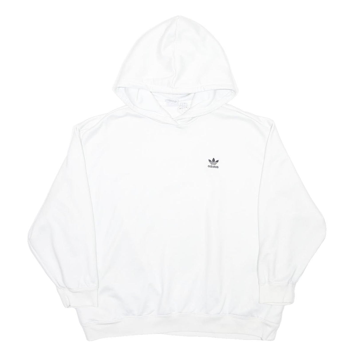 ADIDAS Womens White Hoodie UK 14 Cotton Blend Casual Sportswear Sweatshirt