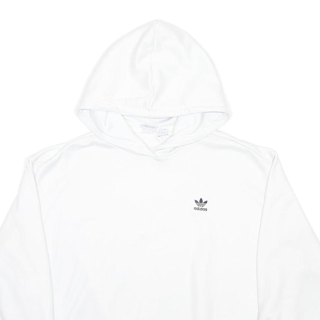 ADIDAS Womens White Hoodie UK 14 Cotton Blend Casual Sportswear Sweatshirt