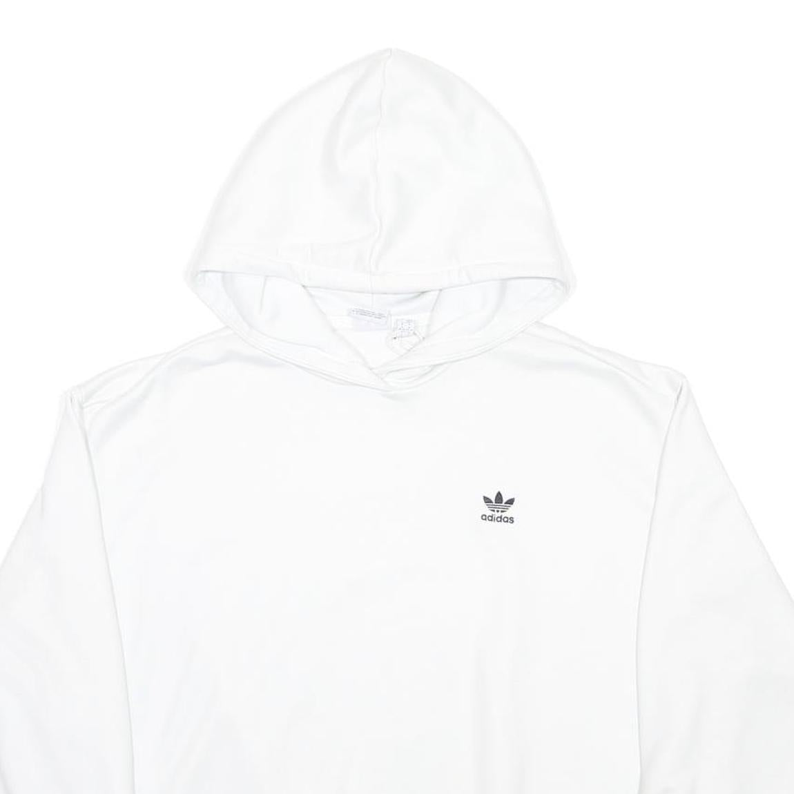 ADIDAS Womens White Hoodie UK 14 Cotton Blend Casual Sportswear Sweatshirt