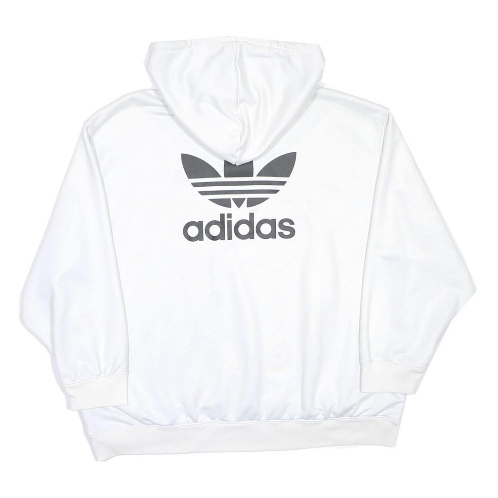 ADIDAS Womens White Hoodie UK 14 Cotton Blend Casual Sportswear Sweatshirt