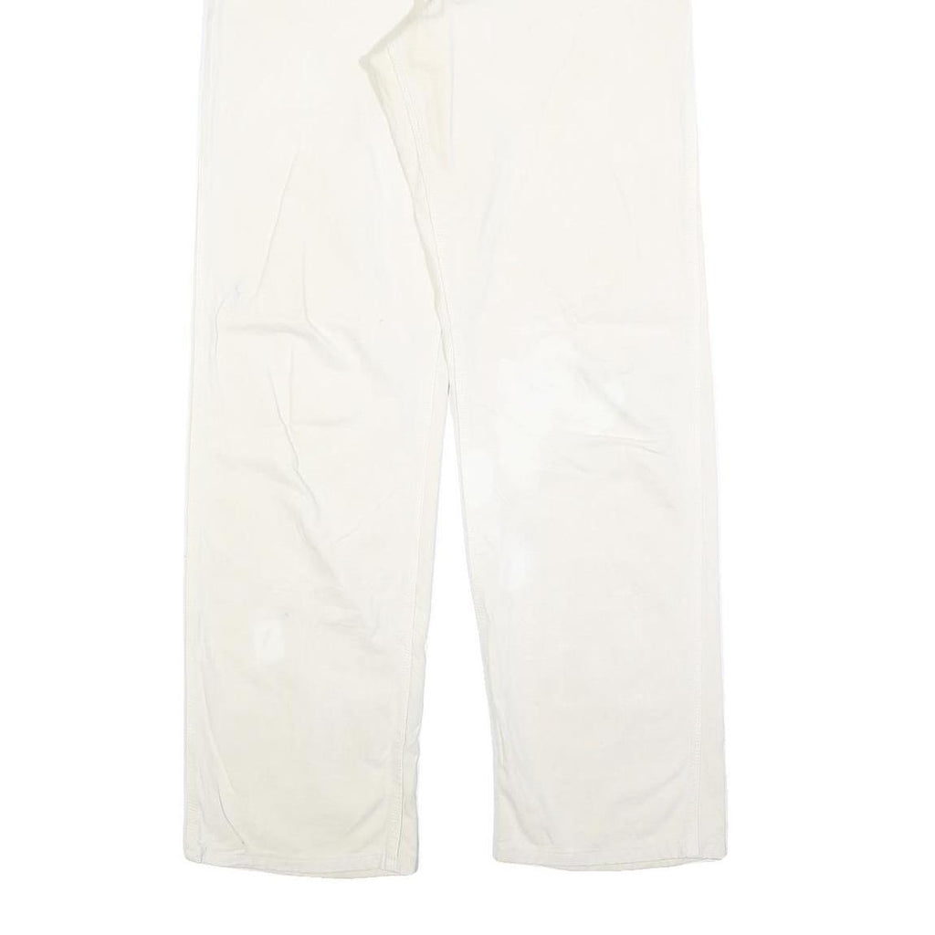 CARHARTT Mens Relaxed White Cotton Blend Trousers W32 L34 Workwear Zip Closure