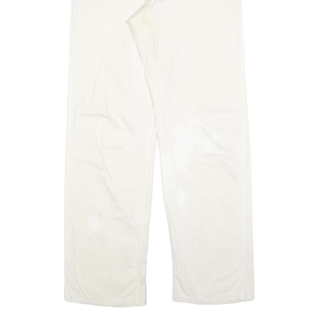 CARHARTT Mens Relaxed White Cotton Blend Trousers W32 L34 Workwear Zip Closure