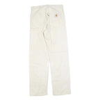 CARHARTT Mens Relaxed White Cotton Blend Trousers W32 L34 Workwear Zip Closure