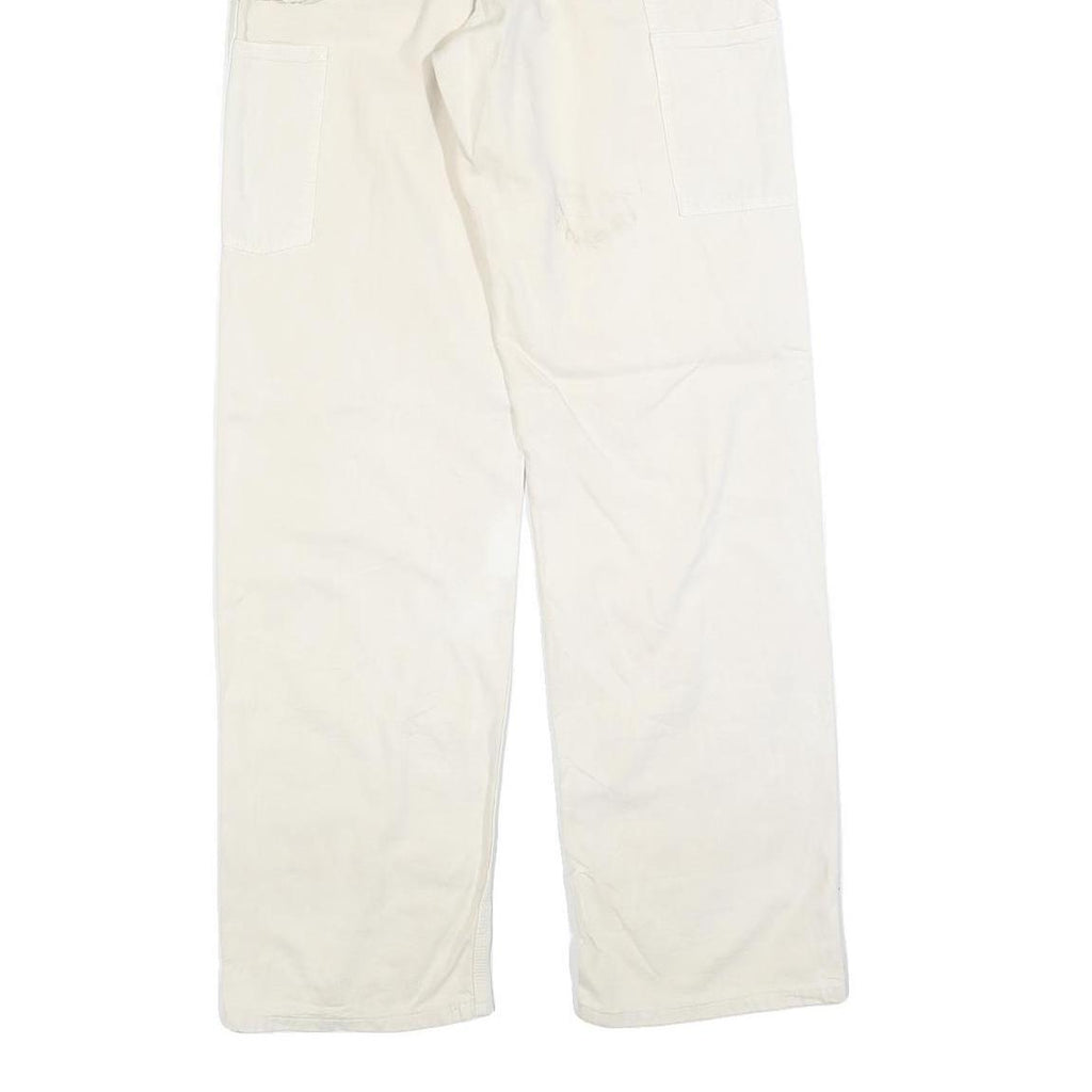 CARHARTT Mens Relaxed White Cotton Blend Trousers W32 L34 Workwear Zip Closure