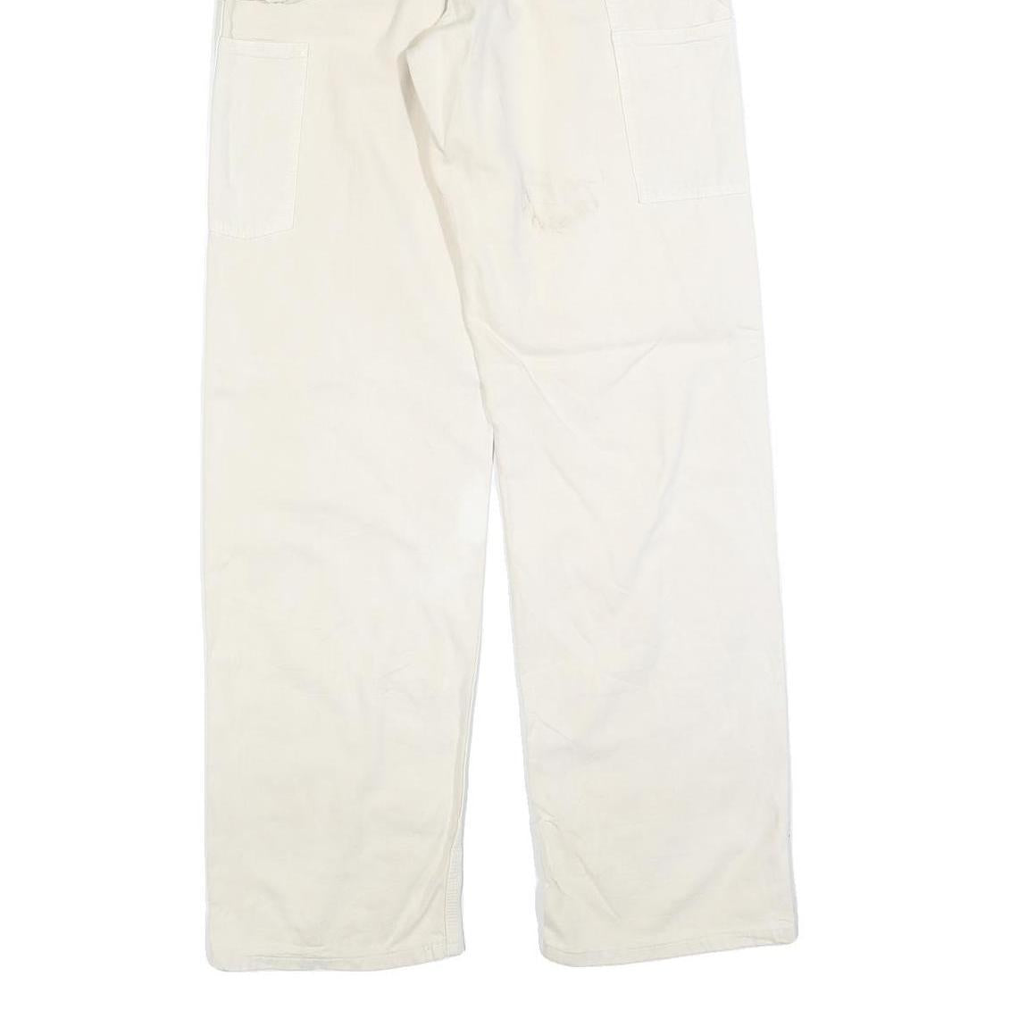 CARHARTT Mens Relaxed White Cotton Blend Trousers W32 L34 Workwear Zip Closure