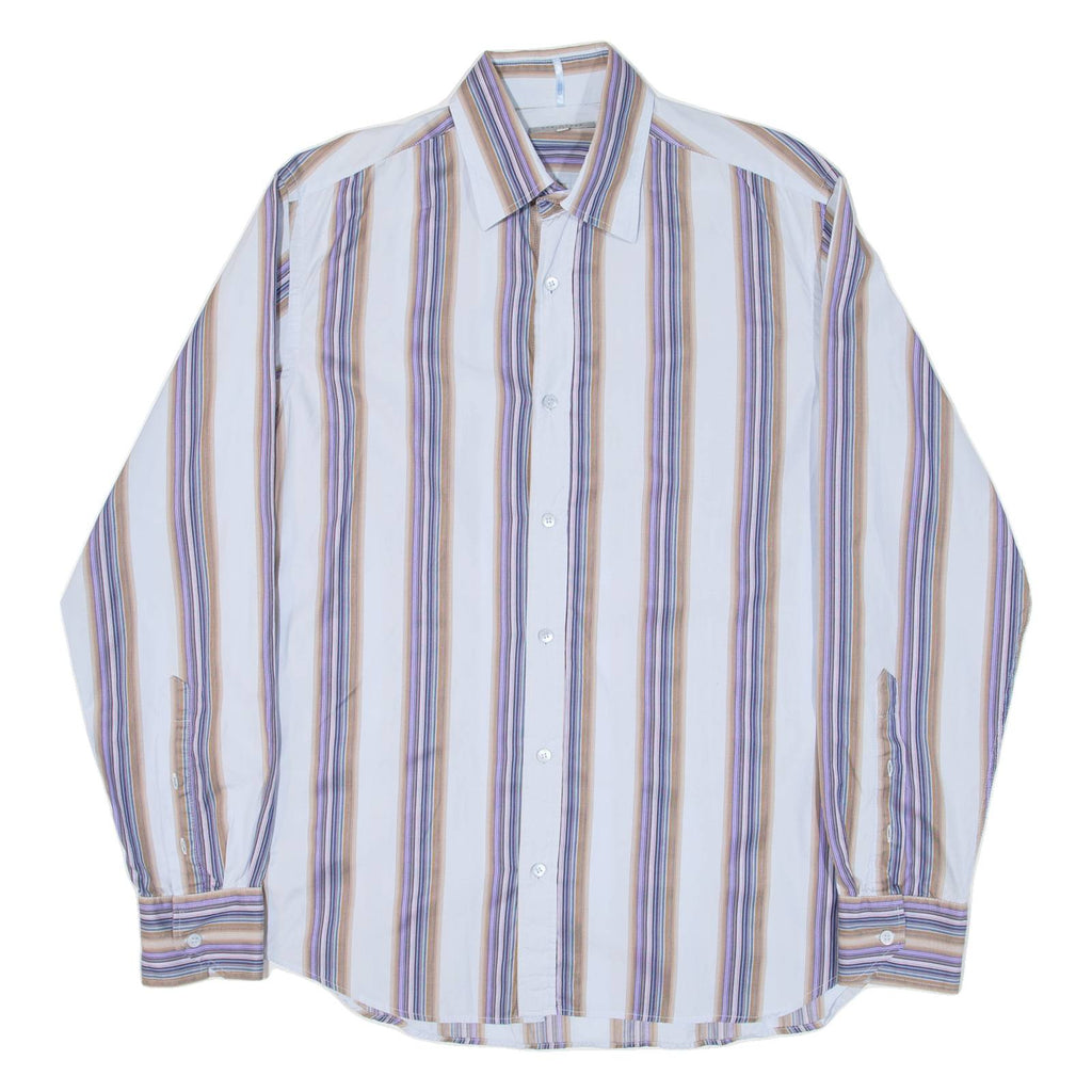 TED BAKER Mens Shirt Blue Striped Long Sleeve M