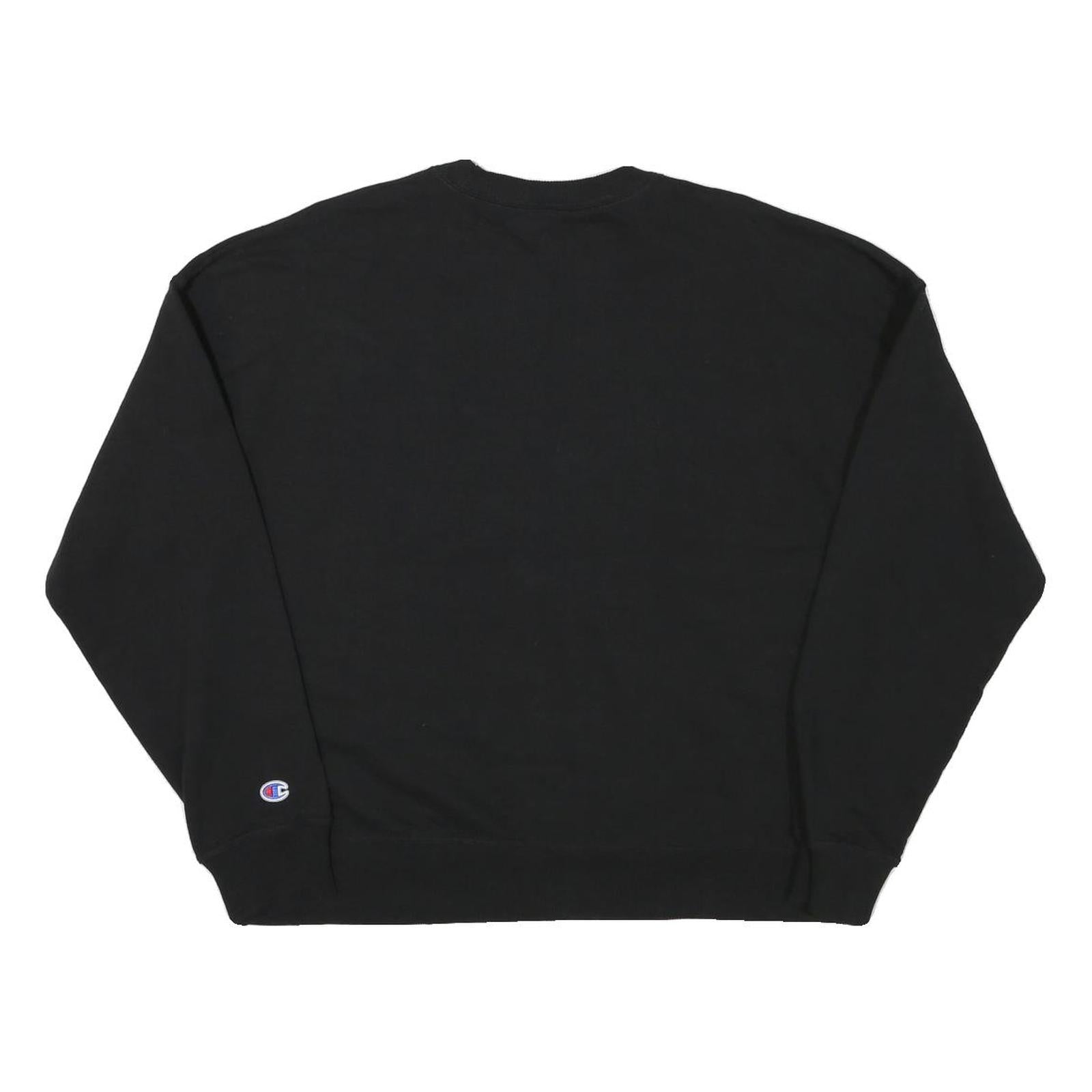CHAMPION Womens Black Sweatshirt Crew Neck L Cotton Blend Pullover Casual