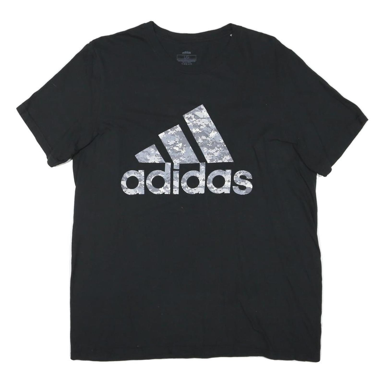 ADIDAS Mens Black Cotton Blend Graphic T-Shirt L Short Sleeve Crew Neck