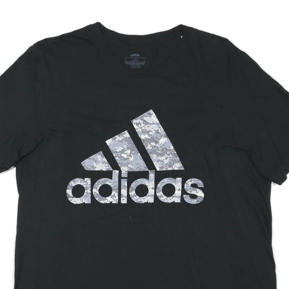 ADIDAS Mens Black Cotton Blend Graphic T-Shirt L Short Sleeve Crew Neck