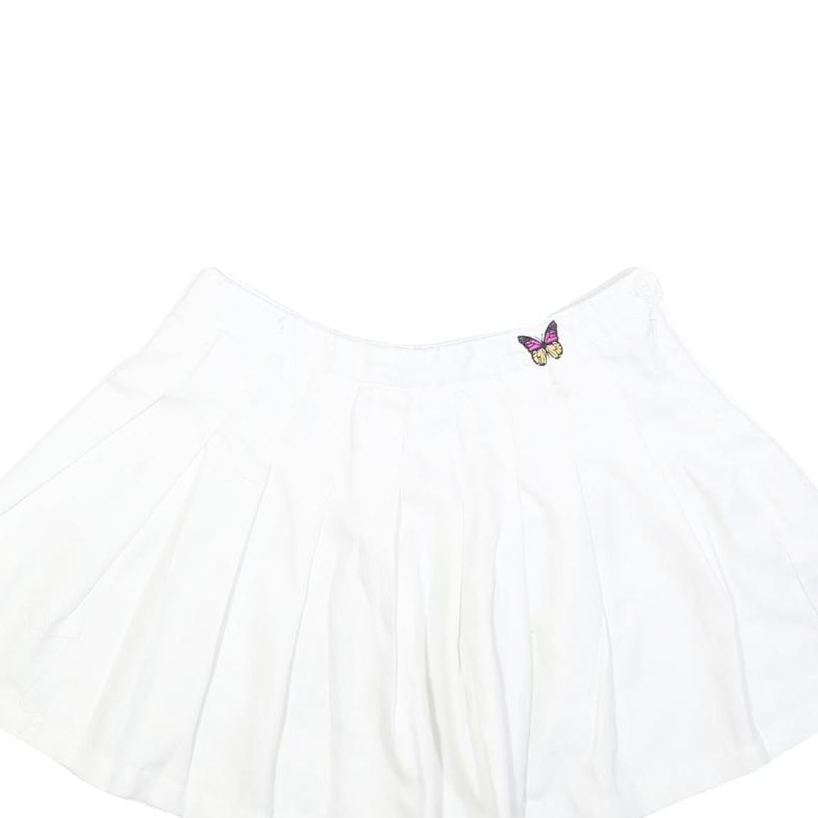 FADED ROSE Womens White Cotton Pleated Mini Skirt Butterfly Detail Size M