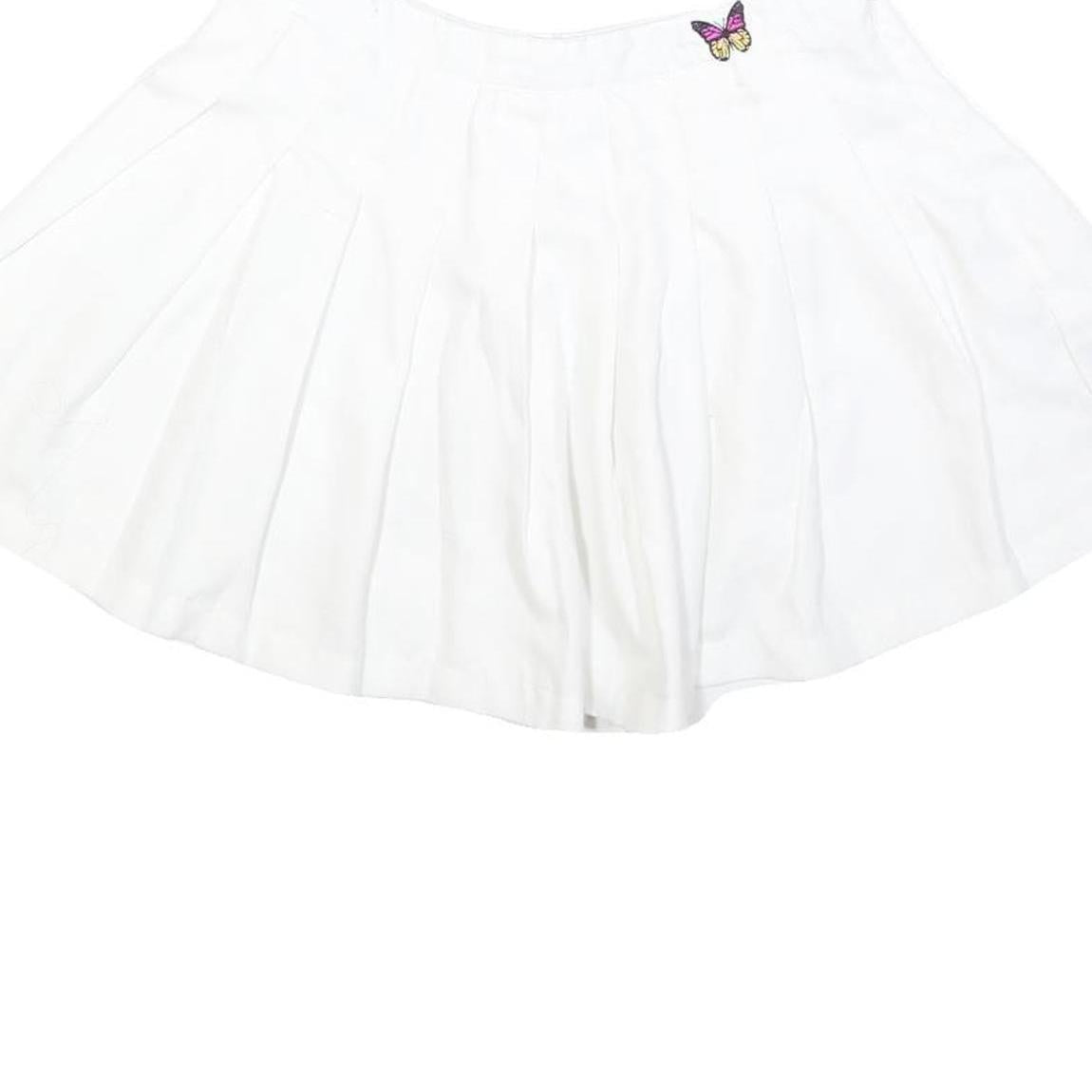 FADED ROSE Womens White Cotton Pleated Mini Skirt Butterfly Detail Size M