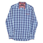 TED BAKER Mens Blue Check Shirt S Cotton Blend Casual Long Sleeve