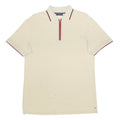 GYMNASIUM Mens Cream Polo Shirt 2XL Short Sleeve Plain Cotton Blend Zip Collar