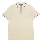 GYMNASIUM Mens Cream Polo Shirt 2XL Short Sleeve Plain Cotton Blend Zip Collar