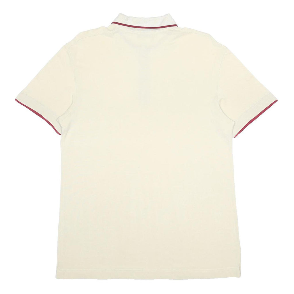 GYMNASIUM Mens Cream Polo Shirt 2XL Short Sleeve Plain Cotton Blend Zip Collar