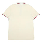 GYMNASIUM Mens Cream Polo Shirt 2XL Short Sleeve Plain Cotton Blend Zip Collar